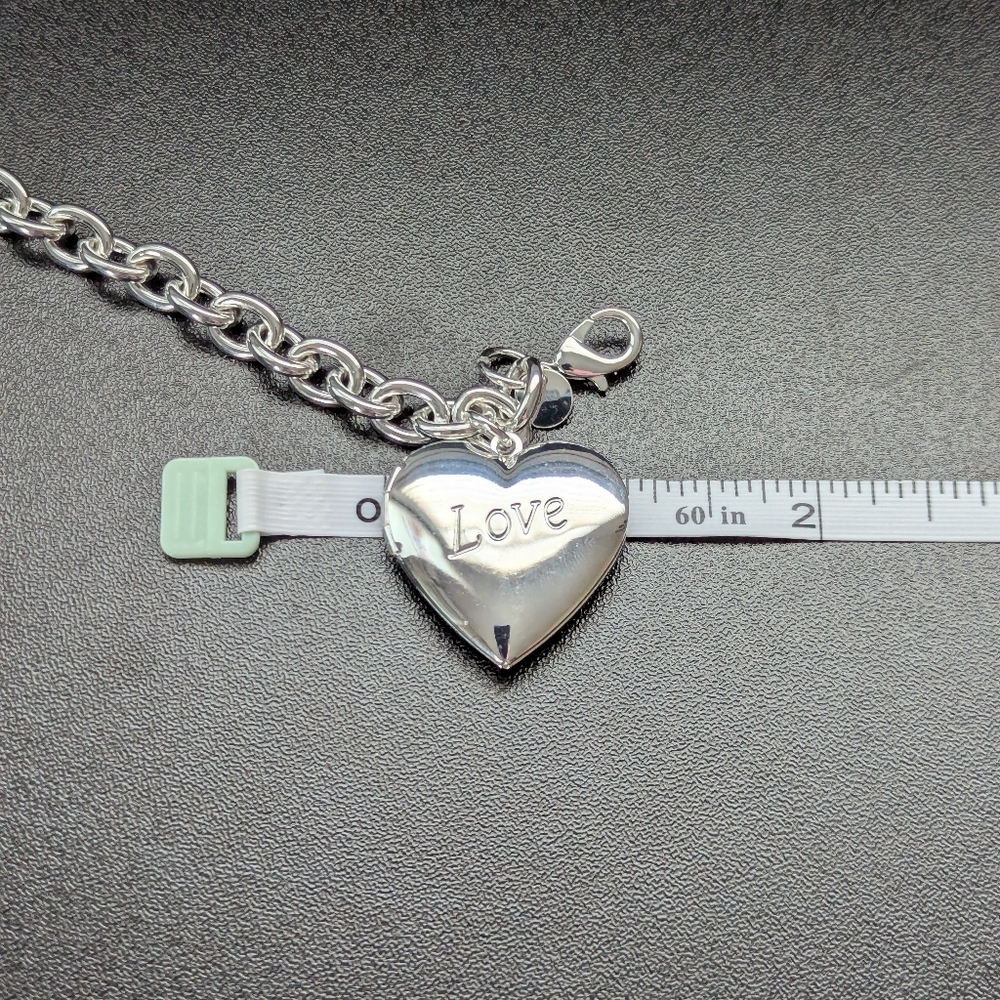 Sterling Silver 925 Love Heart Locket Charm Bracelet Bangle For Pictures - Picture 6 of 8